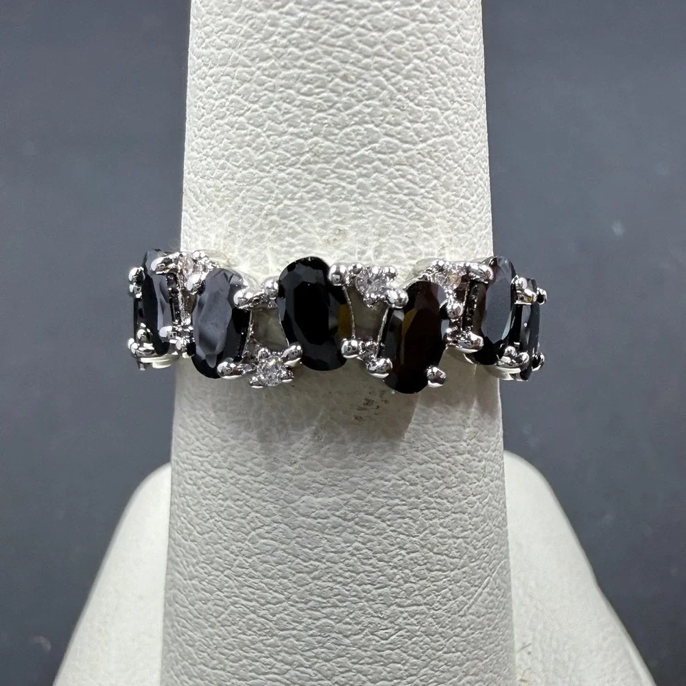 Bomb Party Whenever You Roam Size 6 Ring Black Onix CZ RBP5643 Rhodium Plated